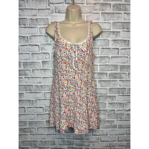 LA Hearts Floral Babydoll Dress Lace Trim Bow Coquette Y2K Size Medium